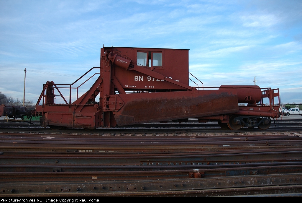 BN 972612, flanger/spreader, at BNSF's Hobson Yard