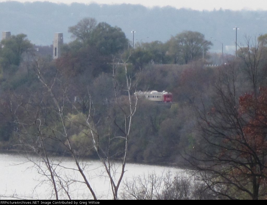 CN 1501 is seen across the bay at Bayview Junction