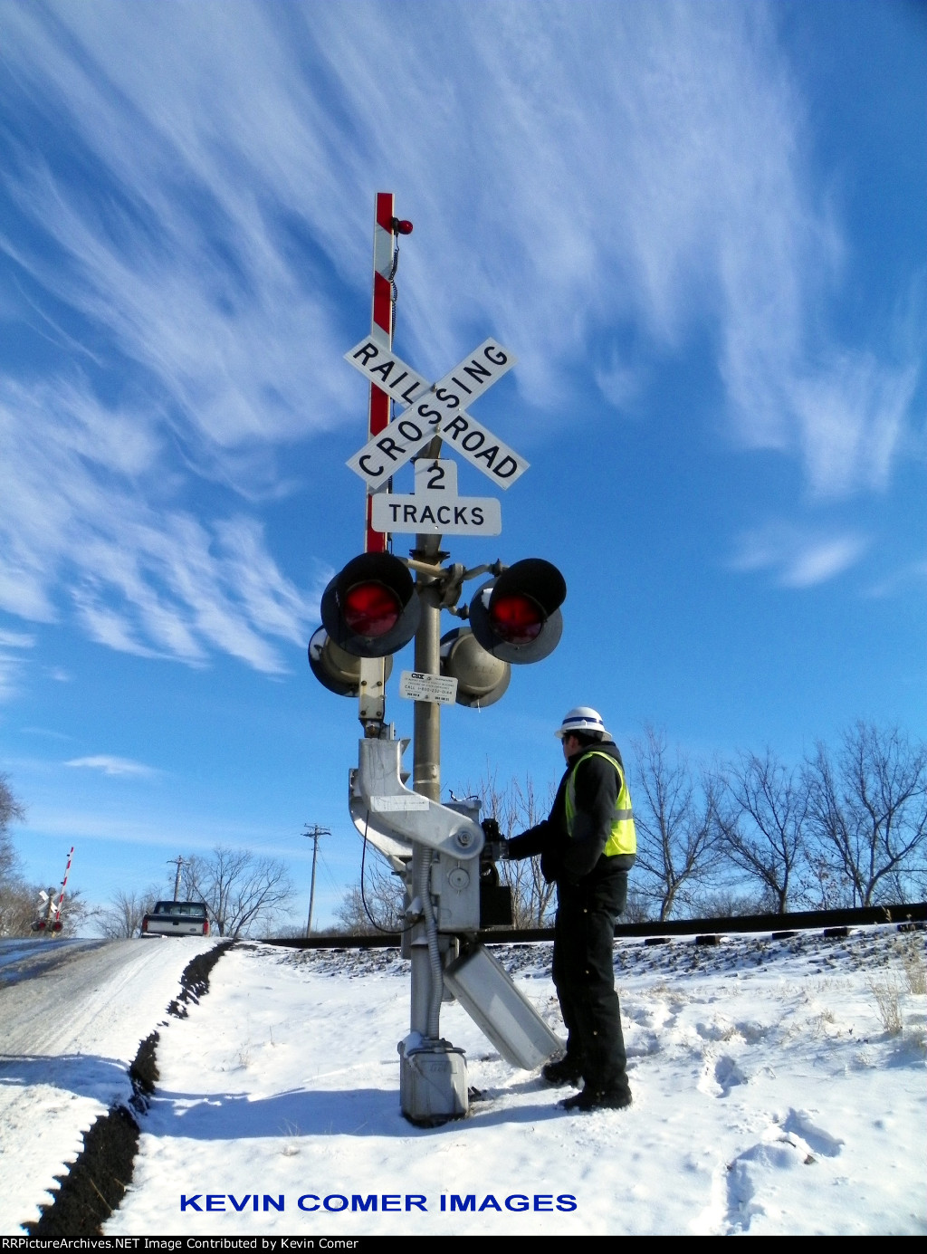 Brad Glass of CSX repairs a crossing arm