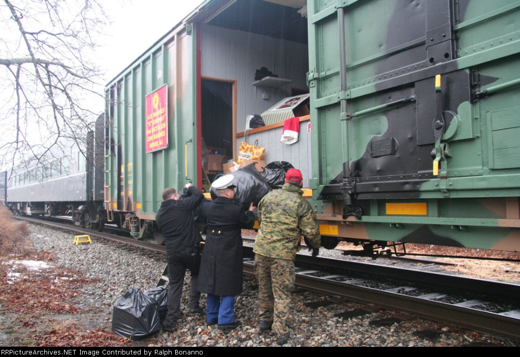 Wjhat its all about. Marines accepting and loading donations onto the train