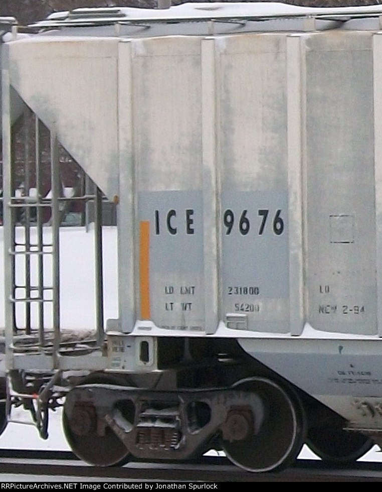 ICE 9676, closeup view of lettering