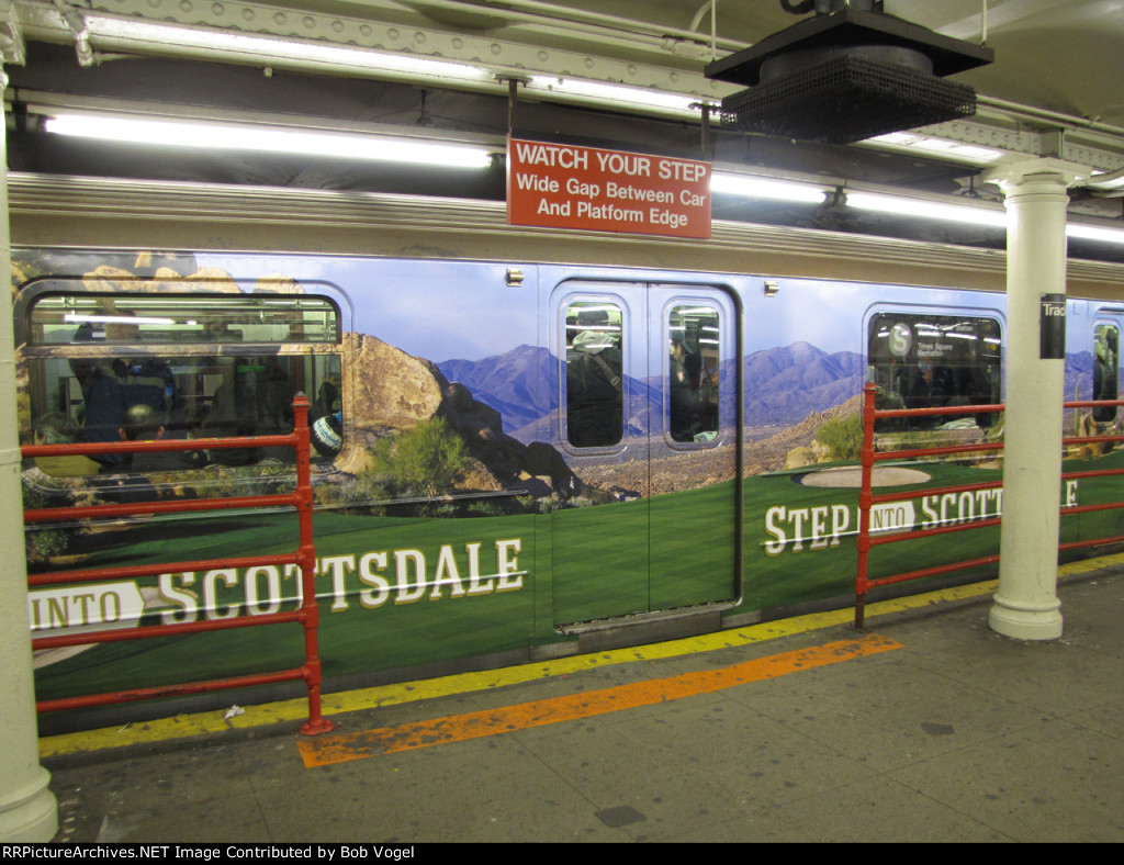 ad wrap on 42nd Street Shuttle