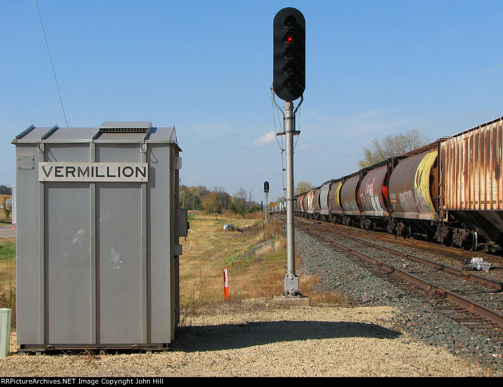 111009007 Westbound CP 8819 on River Sub. passing Vermillion Crossovers