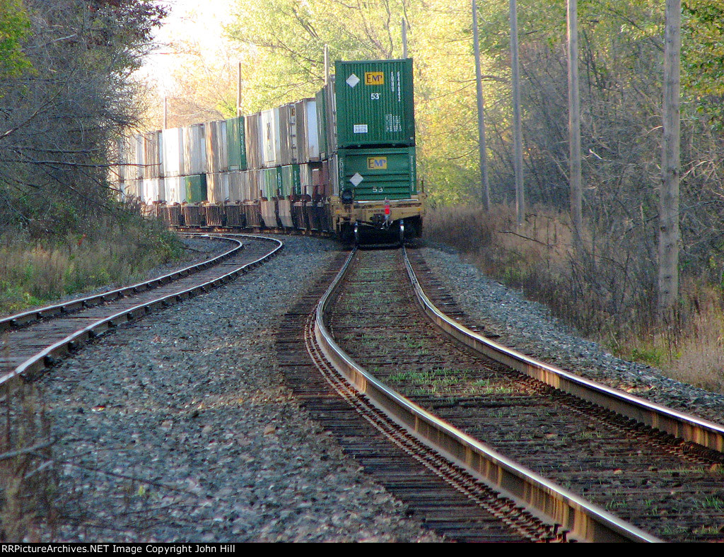 111009043 Westbound CP 9678 on River Sub. immediately after crossing Vermillion River near Blackbird West