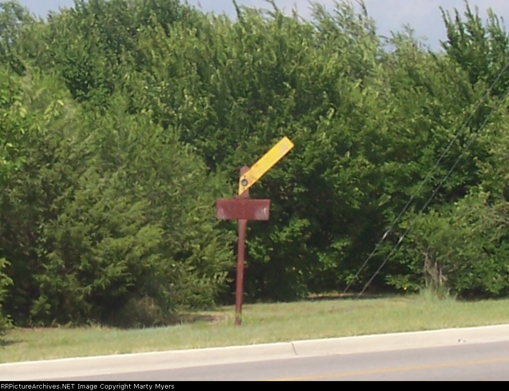 A sign along the Abandoned Frisco right-of-way heading into town