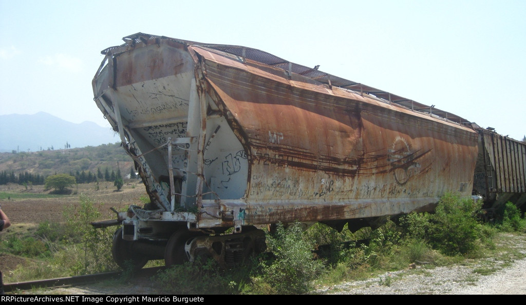 Crashed hopper on a siding track