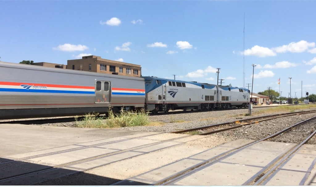 AMTK 55  7Aug2016  NB Train 22 (Texas Eagle) Approaching AMTK Station  