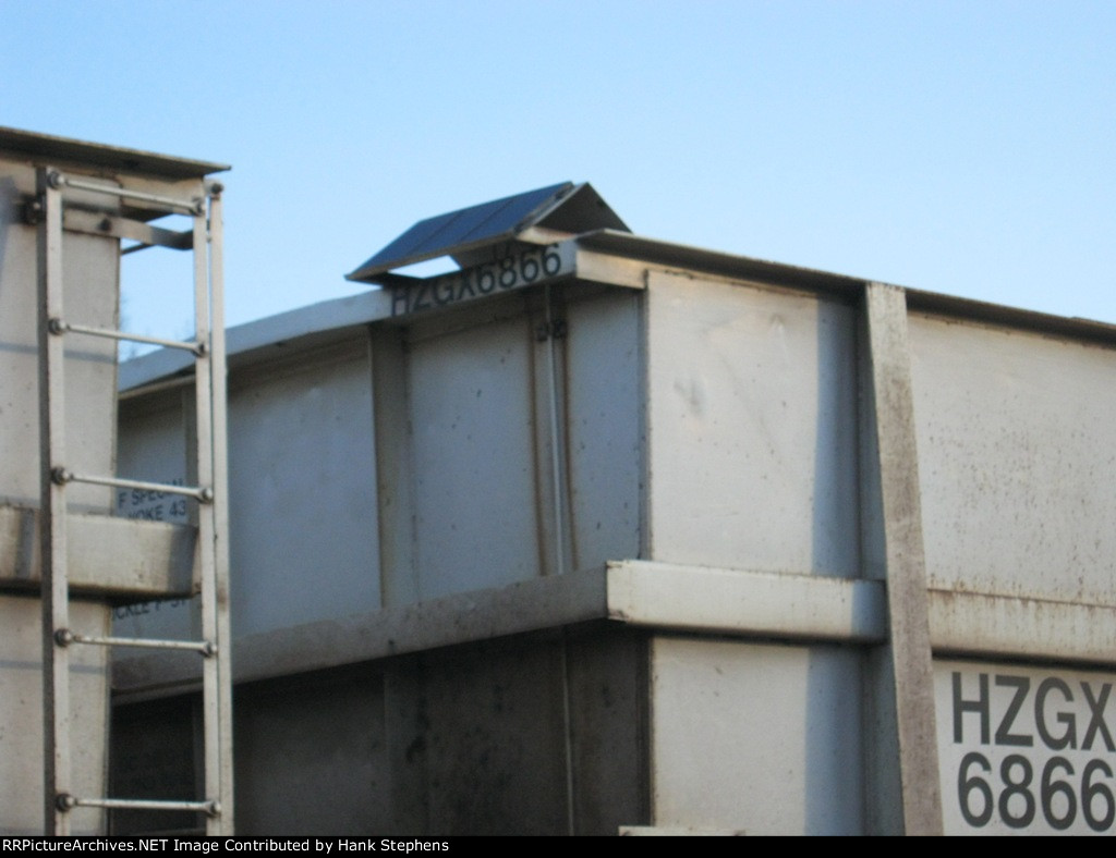 Shot of Herzog Ballast train solar panel used to charge batteries for door controls