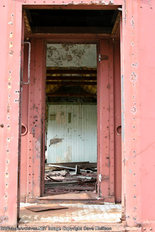 interior photo from opposite end of former L&N MofW passenger car