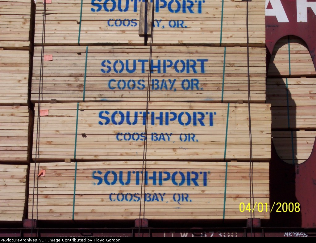 WCRC Centerbeam lumber load: SOUTHPORT, Coos Bay, OR.