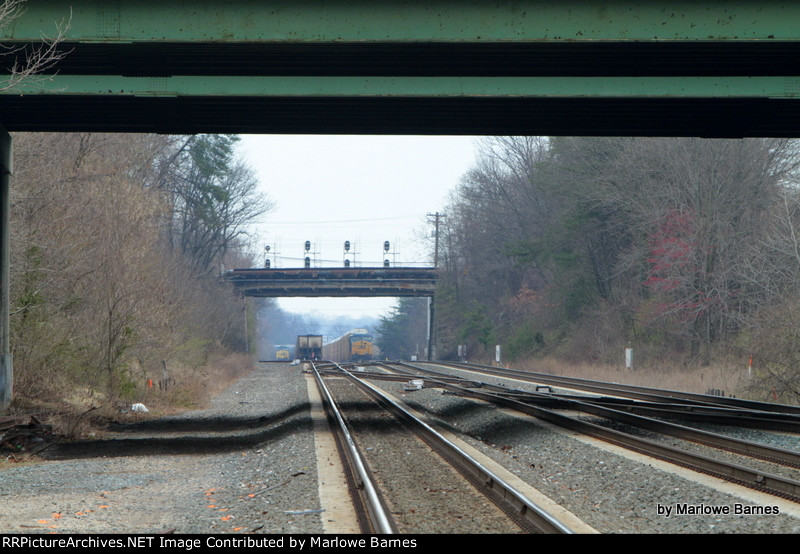The Q217 wait to find out which way he's going to go as he sits with two coal trains parked at Halethorpe