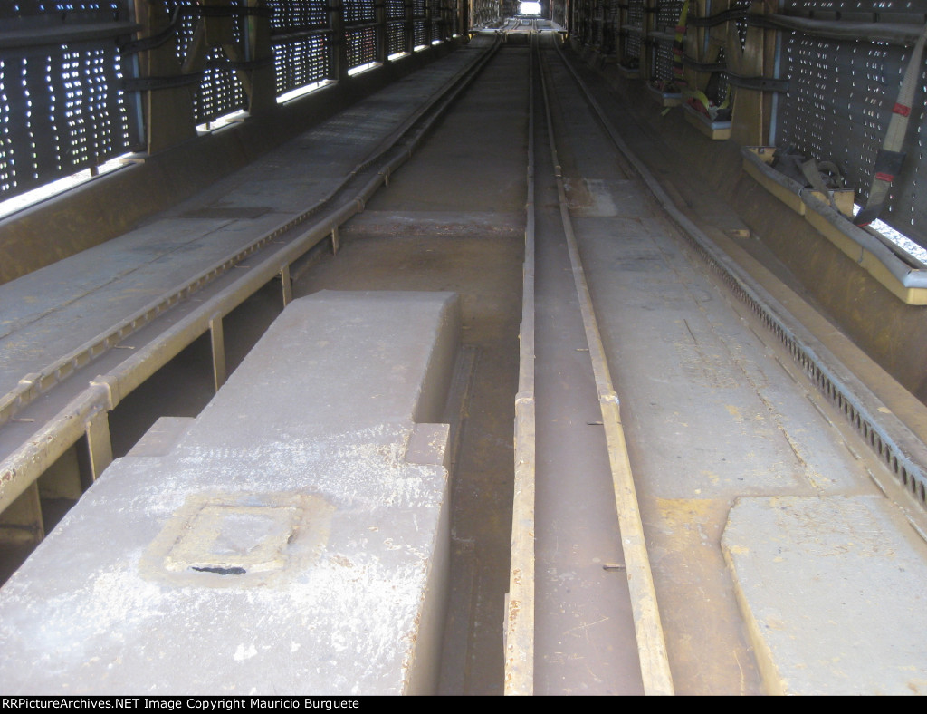 Inside of a tri-level autorack