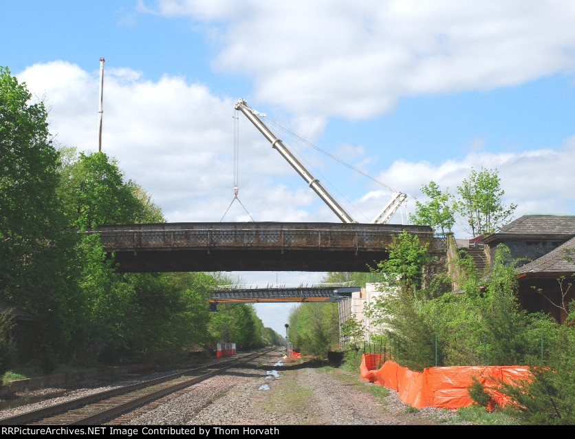 Old Route 206 bridge and the new bridge in the background