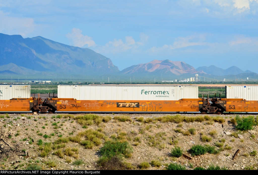 DTTX Stack car "C" with Ferromex container