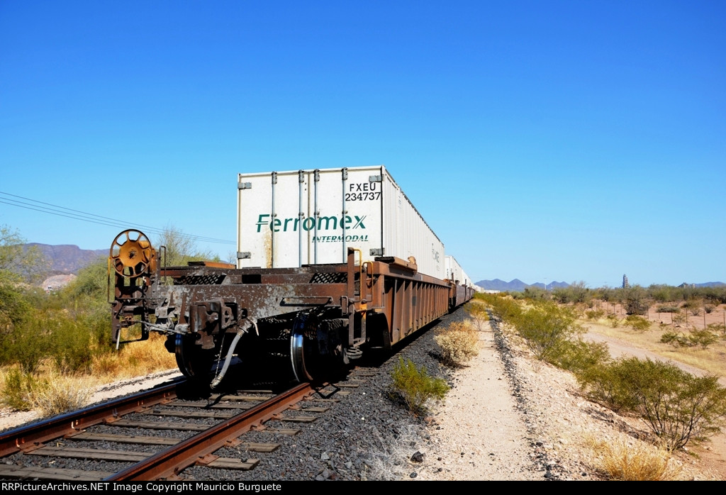 DTTX Stack car with Ferromex container