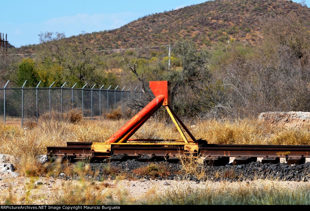 Bumper at the spur used to load scrap into gondolas
