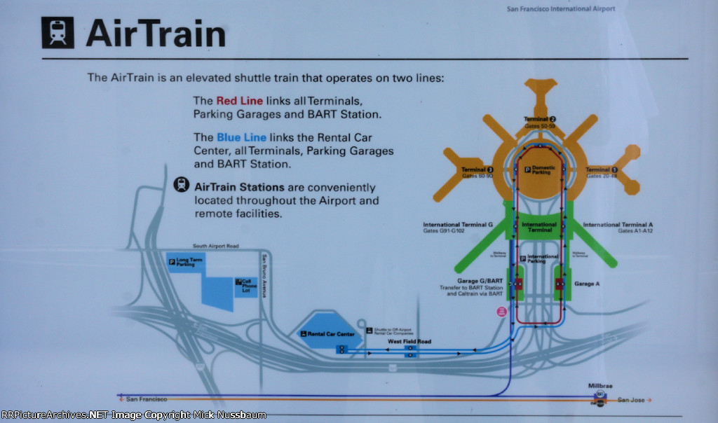 San Francisco International Airport "AirTrain" Map