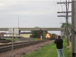 UP 8669 leads a double-stack intermodal! My friend Kevin is in the shot.