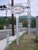 Old style sign by the depot