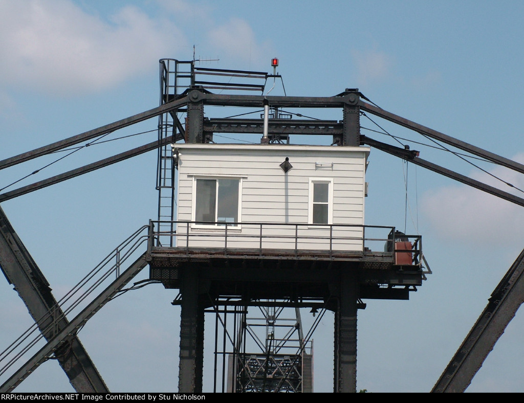 Operator's control tower at W&LE Maumee River Swing Bridge at Toledo, Ohio