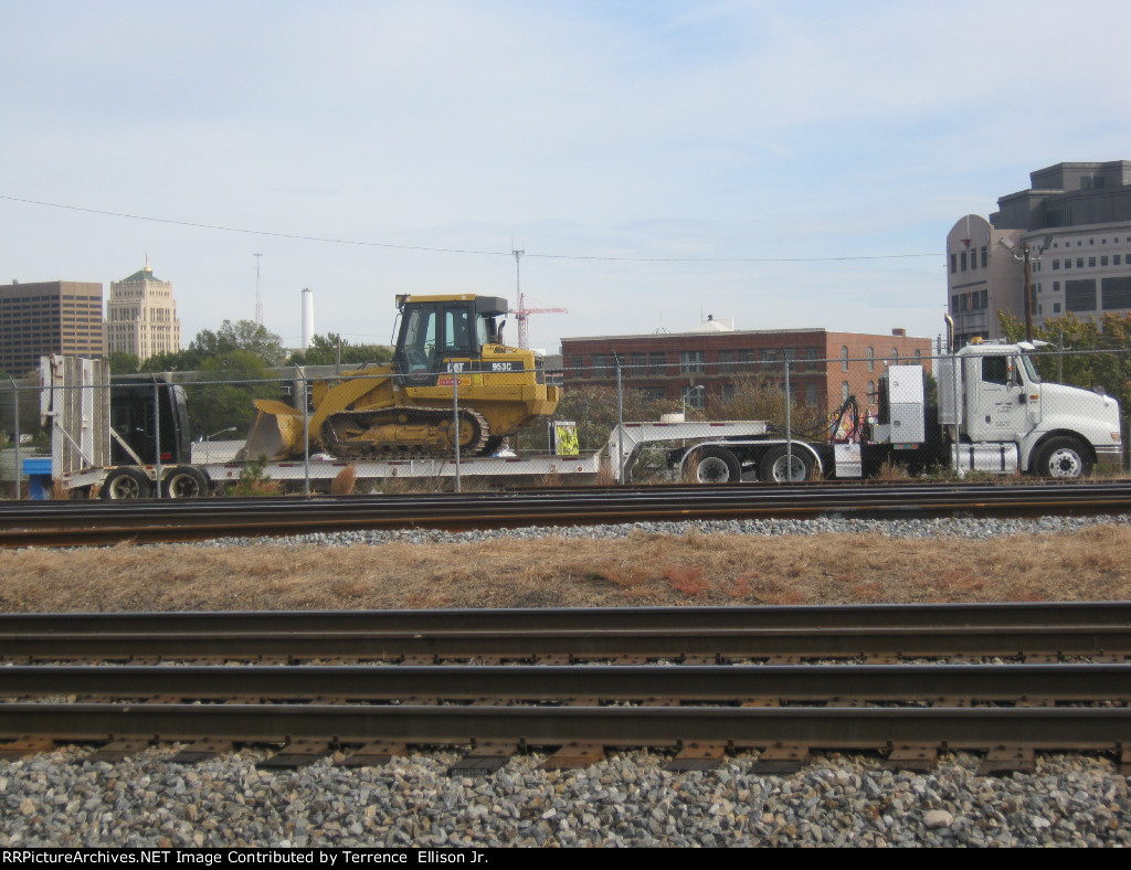CAT Bulldozer on Flatbed