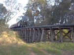 K 160 crossing the bridge at Muckleford on the up trip