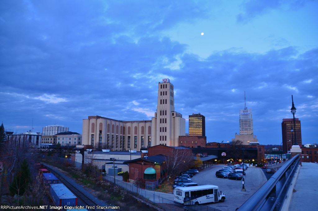 Train & moon.