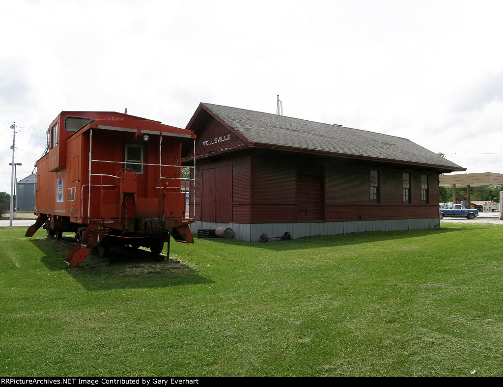 Wellsville Depot and MP caboose