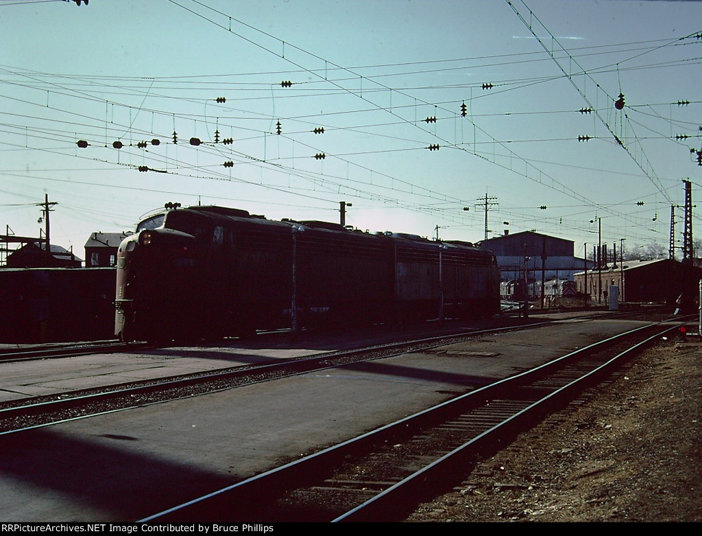 Amtrak E units exit New Haven Diesel Shop - 1976