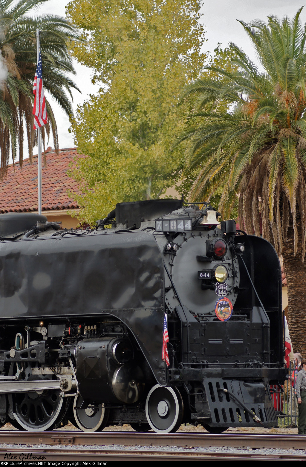 UP 844 With Old Glory High Above
