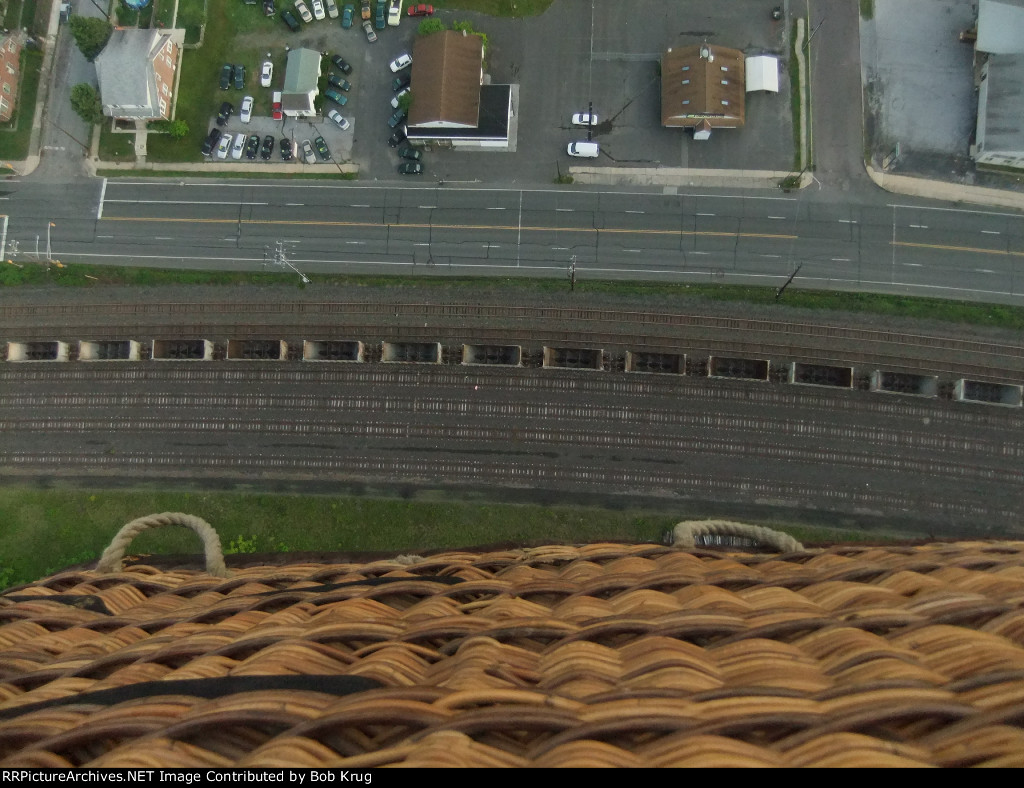 A string of empty ballast hoppers on the old Reading Main Line