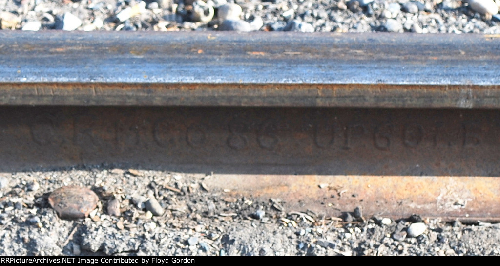 60 lbs C.R.M.Co. 1886 made for Union Pacific on active INPR siding