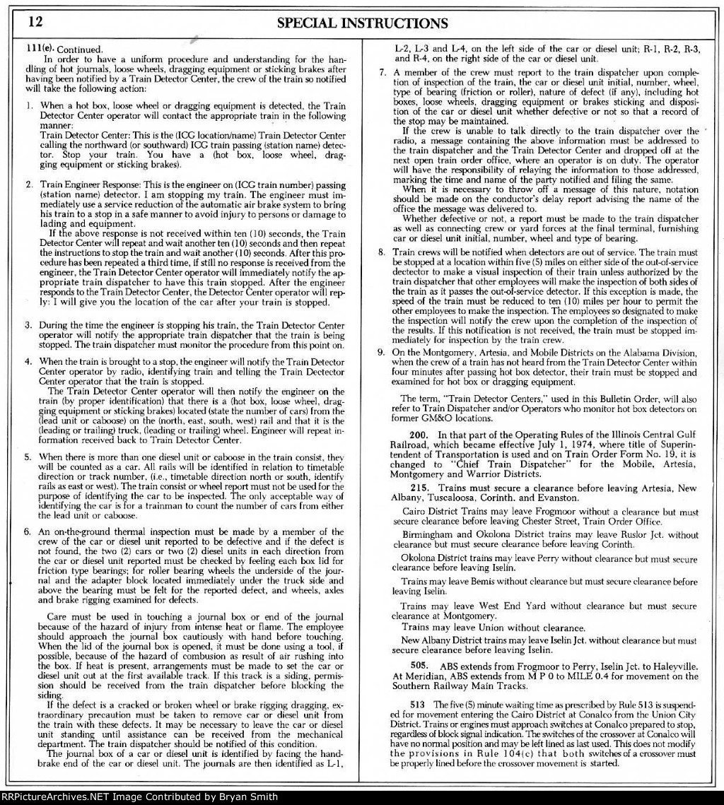 ICG Alabama Division employee timetable dated 8-19-1979