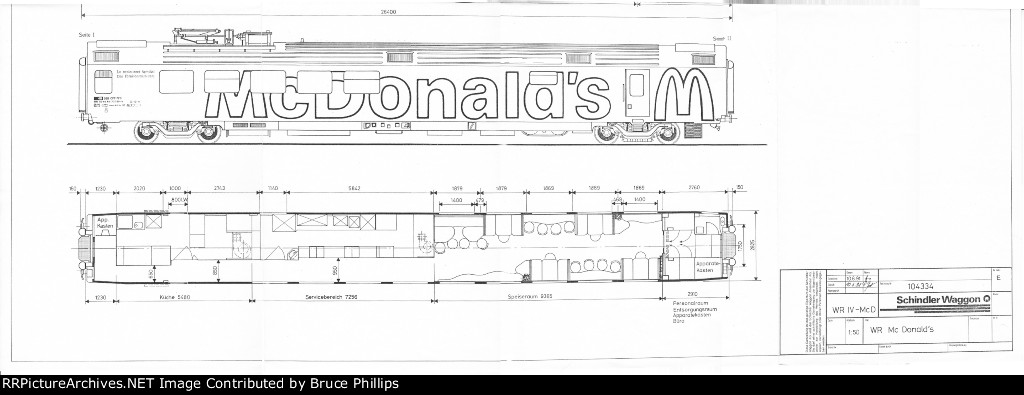 Official Schematic of McDonalds Dining Car - 1991