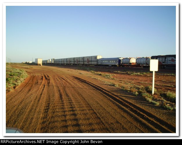 Pimba siding outback South Australia with SCT train