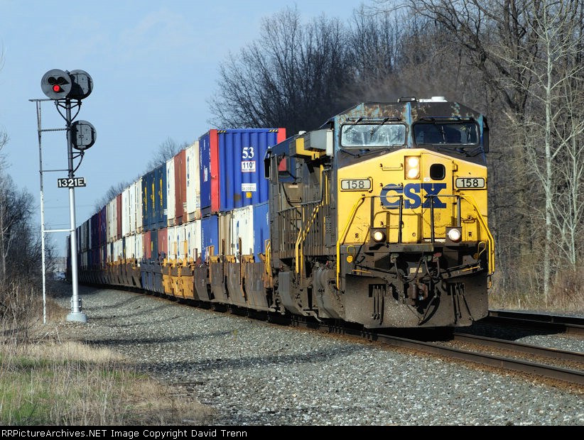Westbound CSX Q157 is at MP132 on track number one