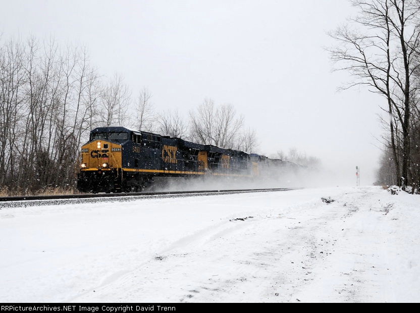 CSX 5493 leads Westbound CSX Q115 at CP97 on track number one