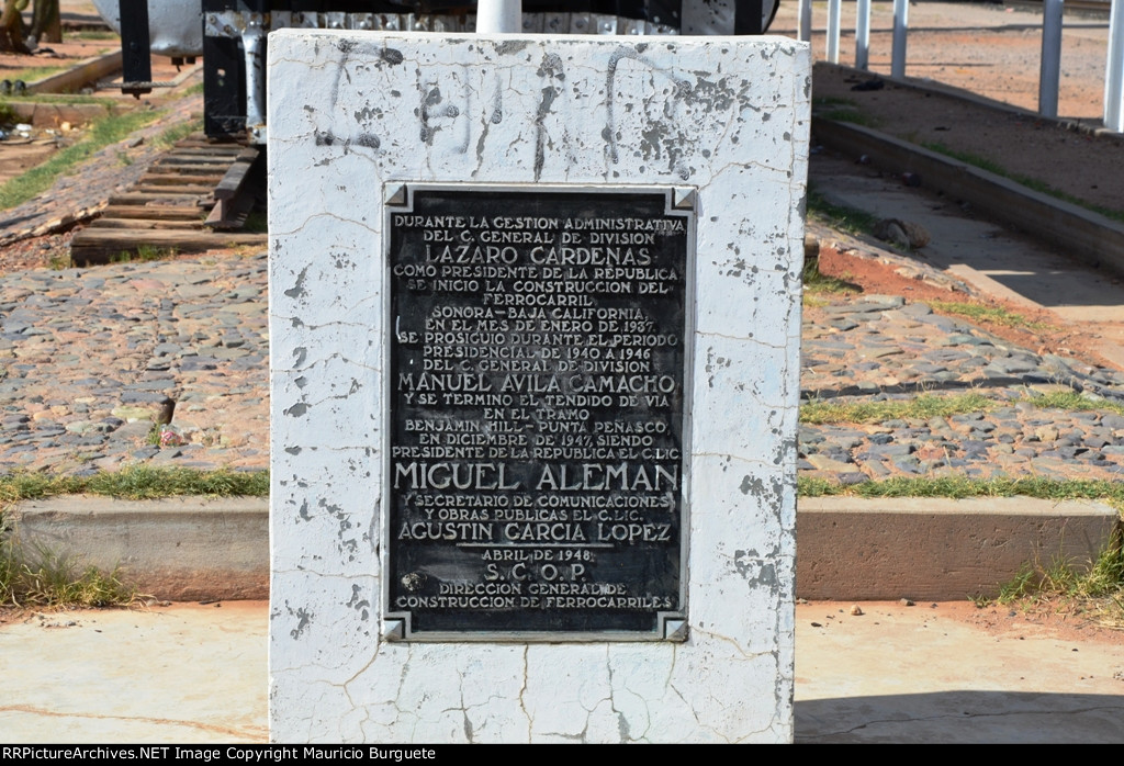 Sign to celebrate Sonora-Baja California Railroad creation
