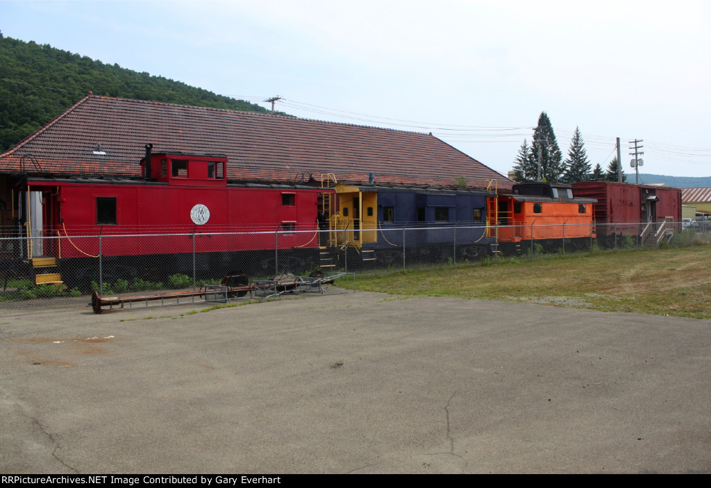 Line of Cabooses and Cars