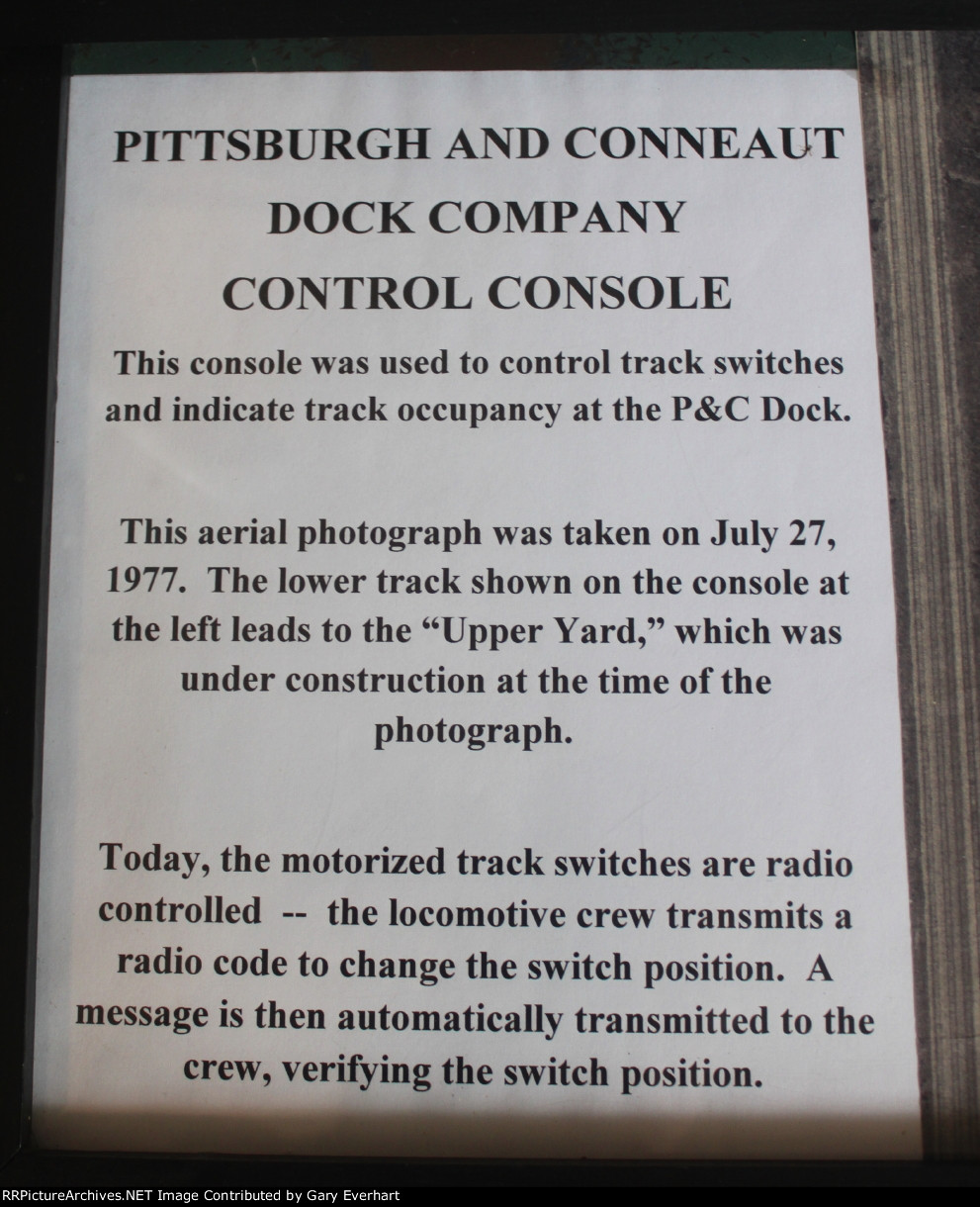 P&C Dock Control Console Sign - Pittsburgh & Conneaut Dock Co