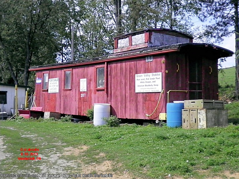 P&LE caboose #207 now used as a storage shed.