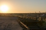Wheel sets at sunset