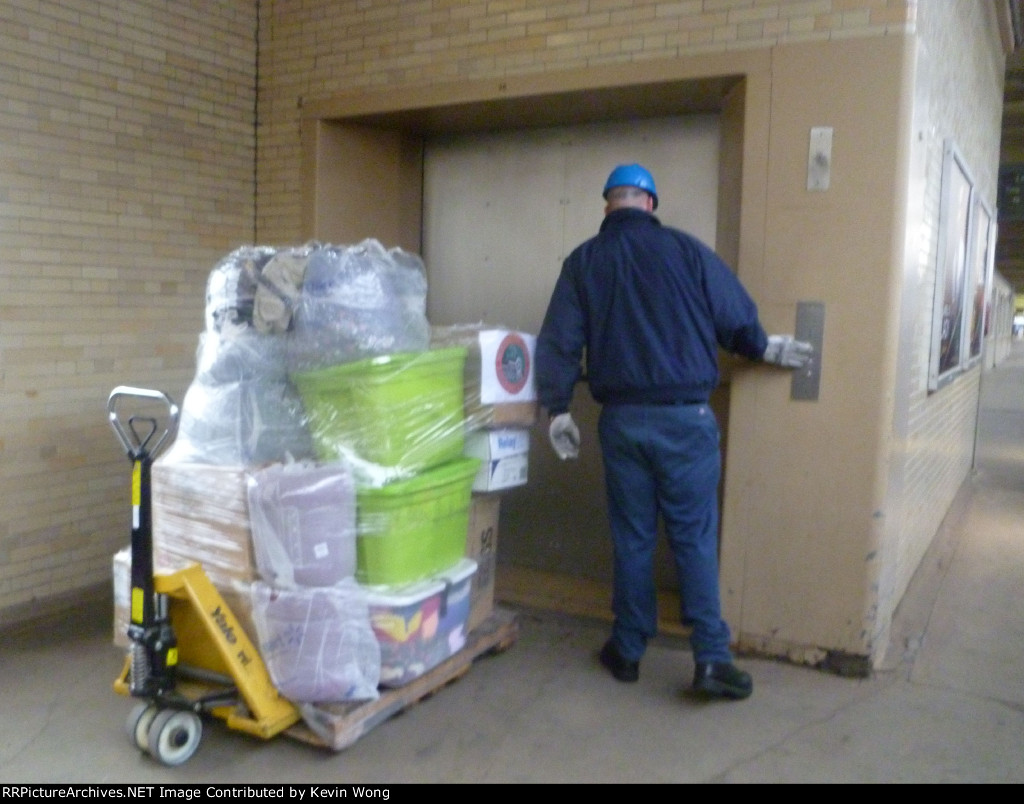 Pallets of supplies unloaded