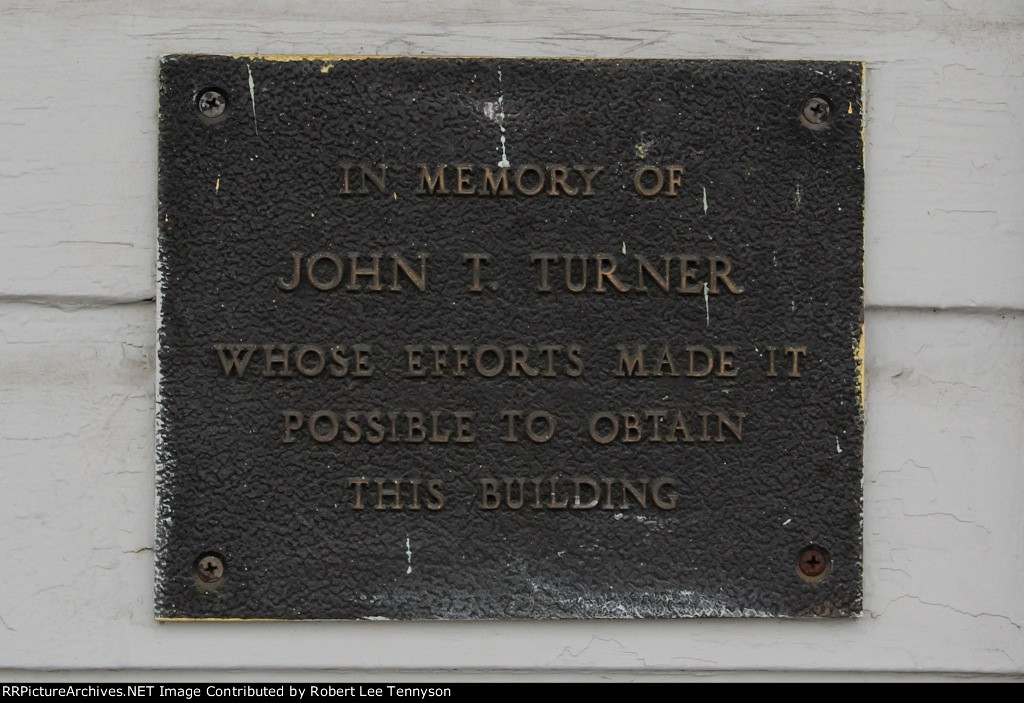 Plaque at the West Frankfort Depot