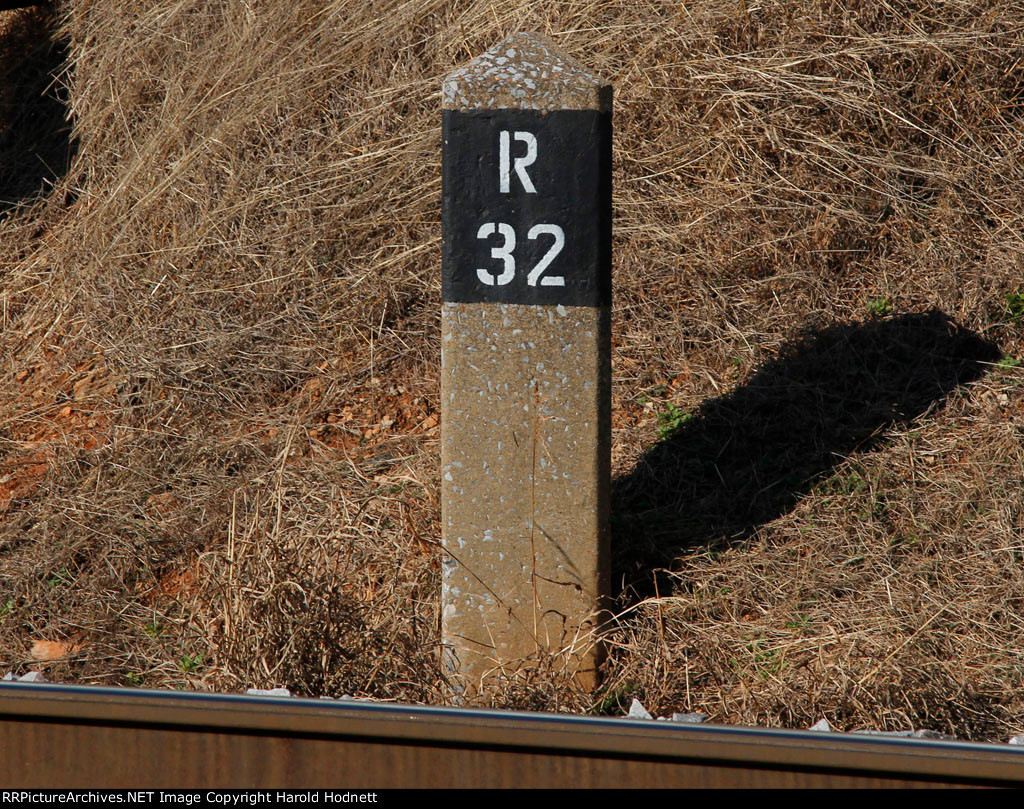 Concrete milepost on the NS "R" line