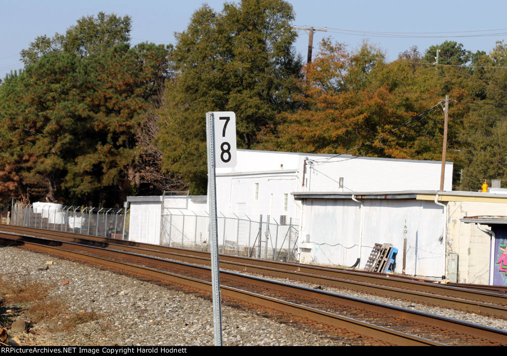NS "H" line mp 78, with former Seaboard mp S 160 across the tracks!