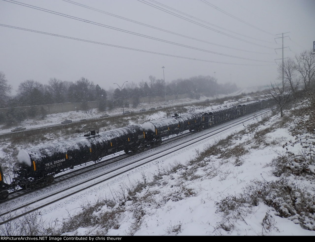 more snowy train cars
