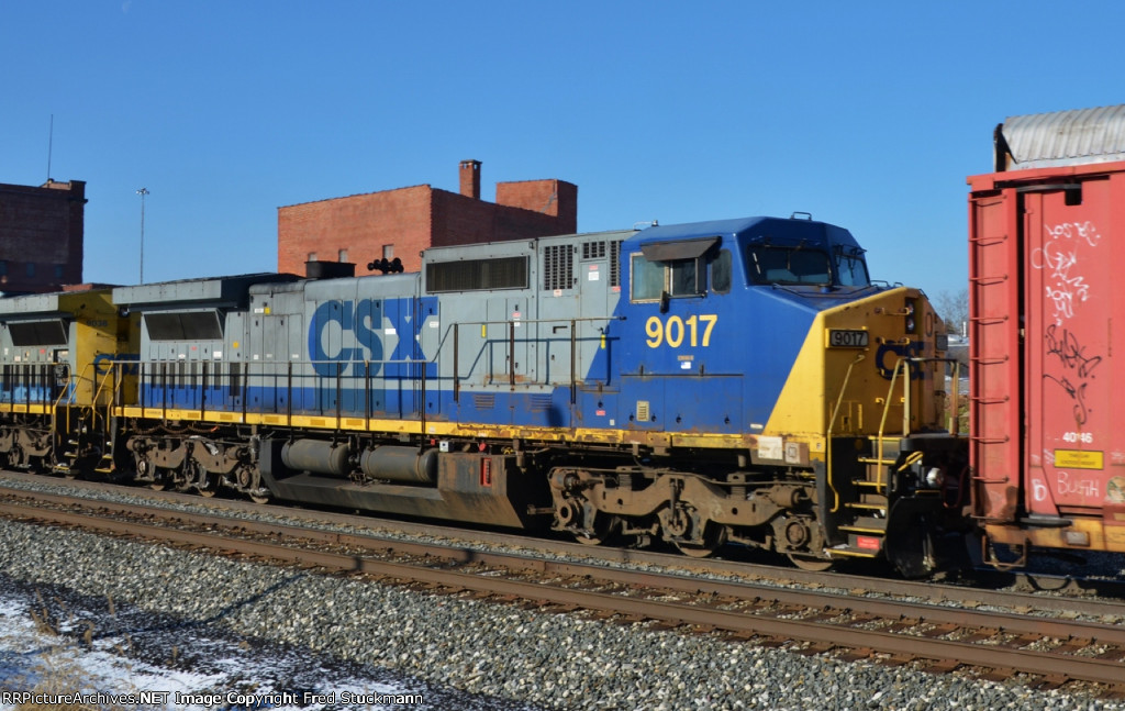 CSX 9017 has been turned since I saw it last November.