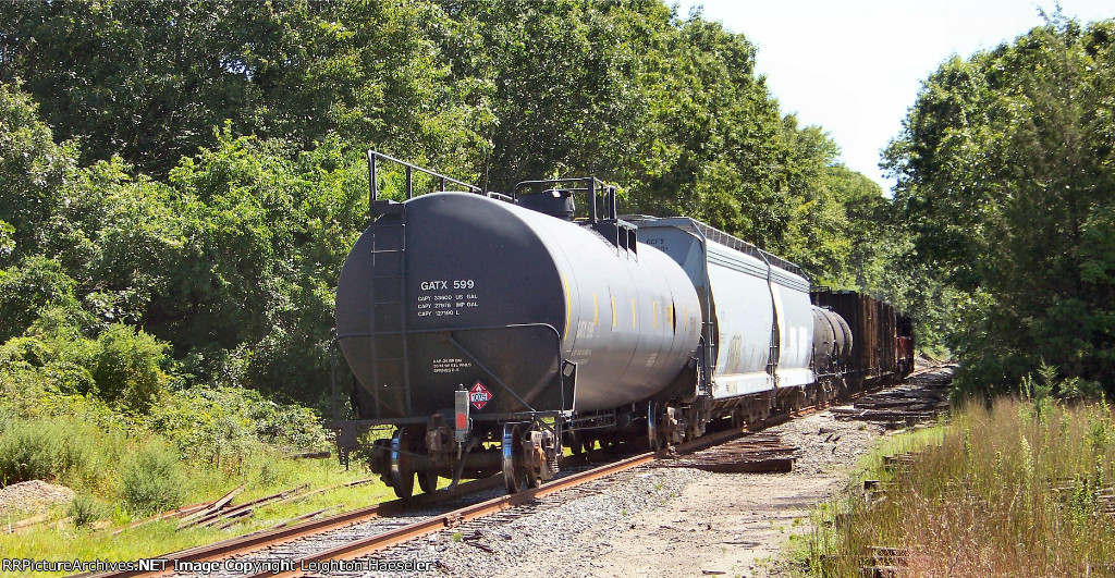 GATX 599 carrying the rear marker