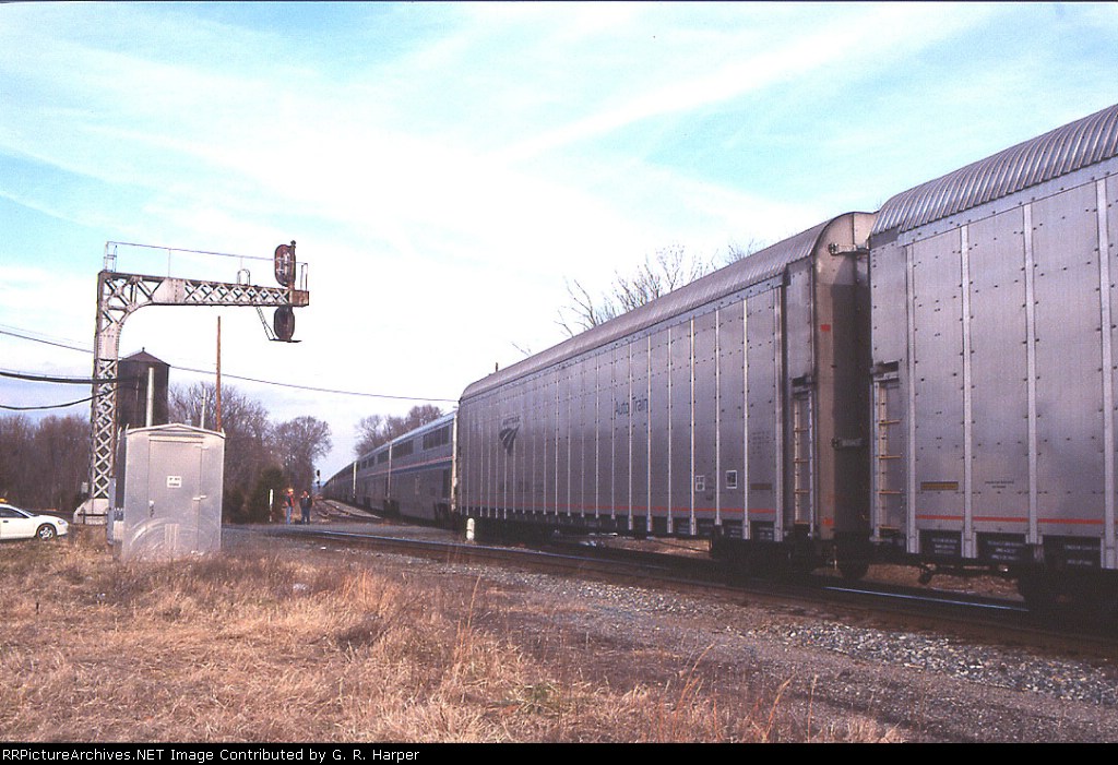 Auto-Train coaches and carriers stretch forever, it seems, on the Straight Track.